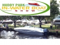 Our original huddy park in water boat show header and logo
